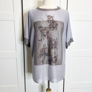 Terra‎ by SJ Apparel Short Sleeve Knit Sweater Abstract Large